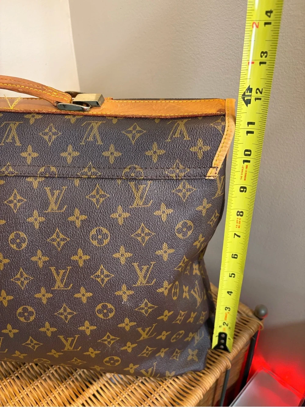 Louis Vuitton Brown Monogram Canvas Briefcase with Tan Leather Trim